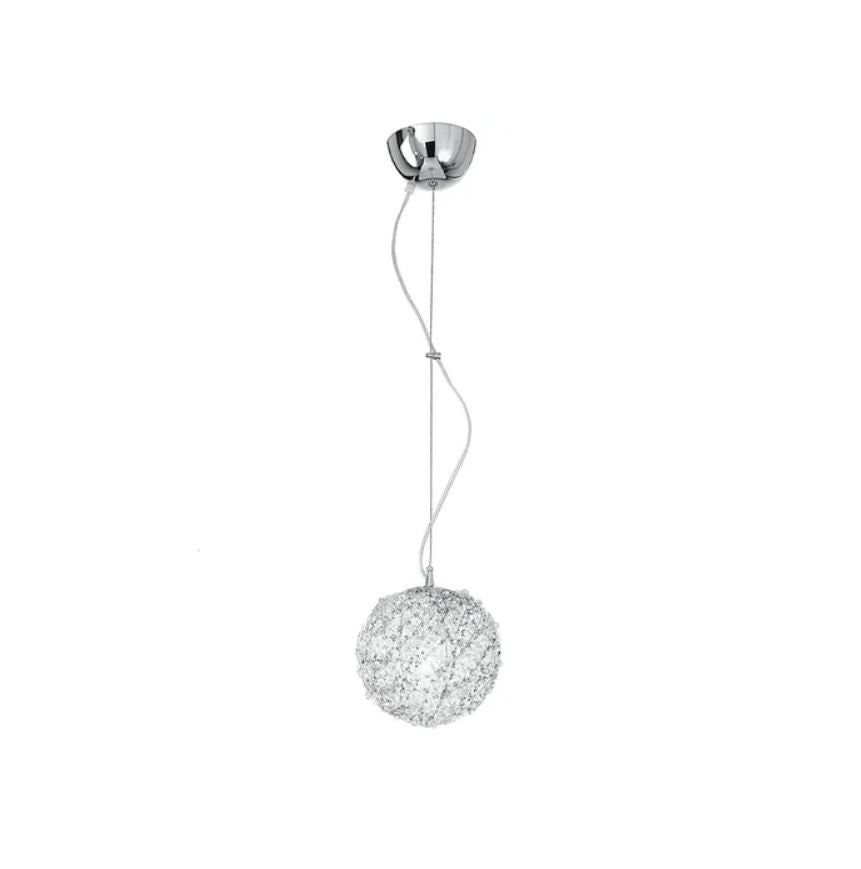 Sospensione sfera alluminio cromo con cristalli K9 D.20cm 1XE27 non incl. ASTRA Sospensione sfera alluminio cromo con cristalli K9 D.20cm 1XE27 non incl. ASTRA